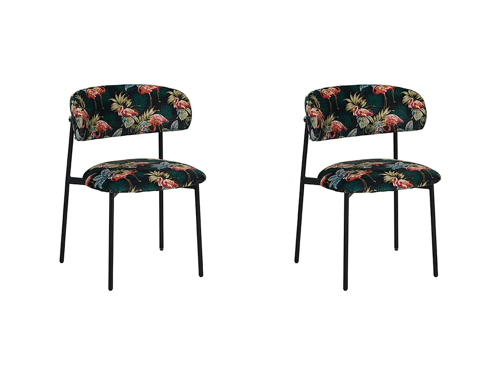 Chaise de salle à manger Ferry - Multicolore - Velours - lot de 2