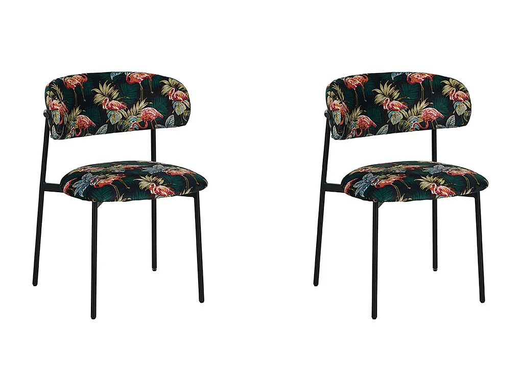 Chaise de salle à manger Ferry - Multicolore - Velours - lot de 2