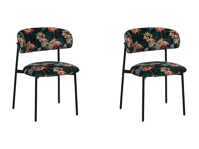 Chaise de salle à manger Ferry - Multicolore - Velours - lot de 2