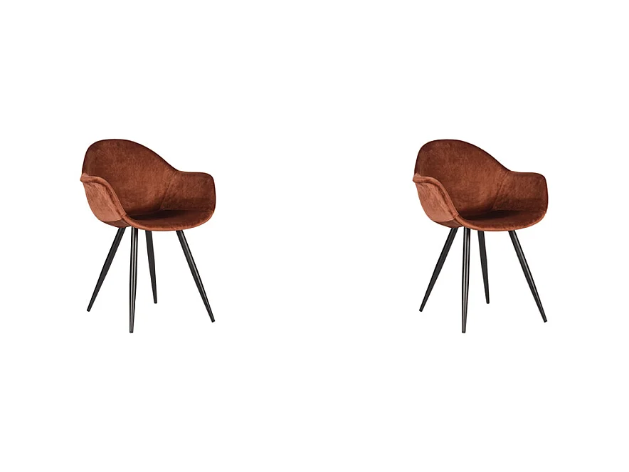 Chaise de salle à manger Forli - Rouille - Velours - lot de 2