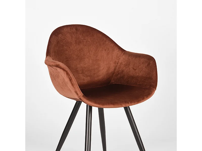 Chaise de salle à manger Forli - Rouille - Velours - lot de 2