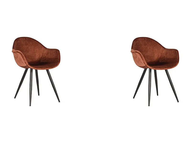 Chaise de salle à manger Forli - Rouille - Velours - lot de 2