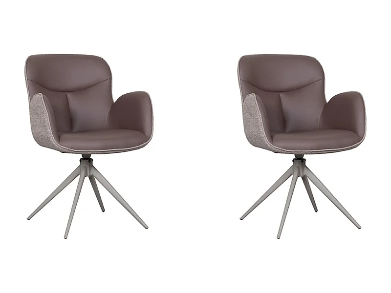 Eetkamerstoel Lasse - Bruin - Microfiber - set van 2