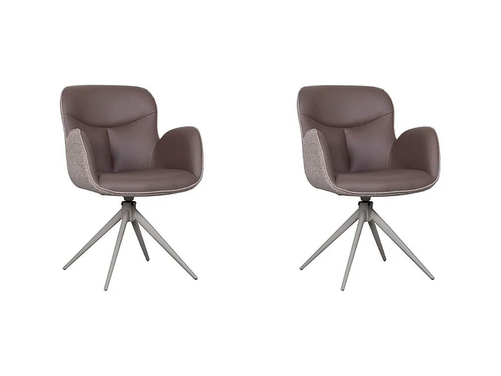 Chaise de salle à manger Lasse - Marron - Microfibre - Lot de 2