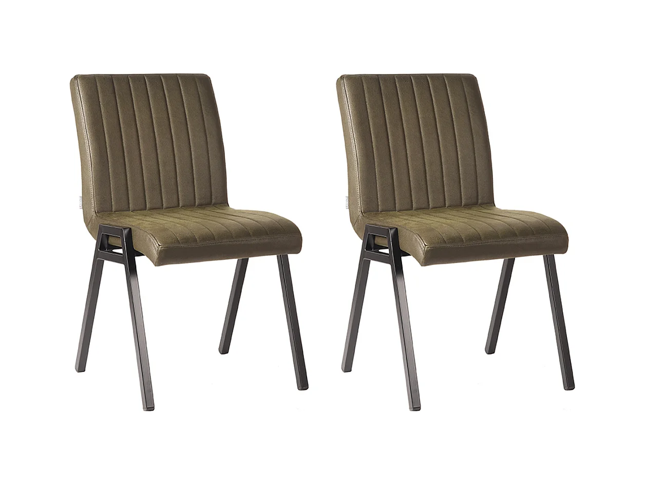 Chaise de salle à manger Matz - Vert armée - Microfibre - Lot de 2