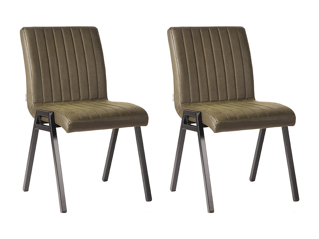Chaise de salle à manger Matz - Vert armée - Microfibre - Lot de 2