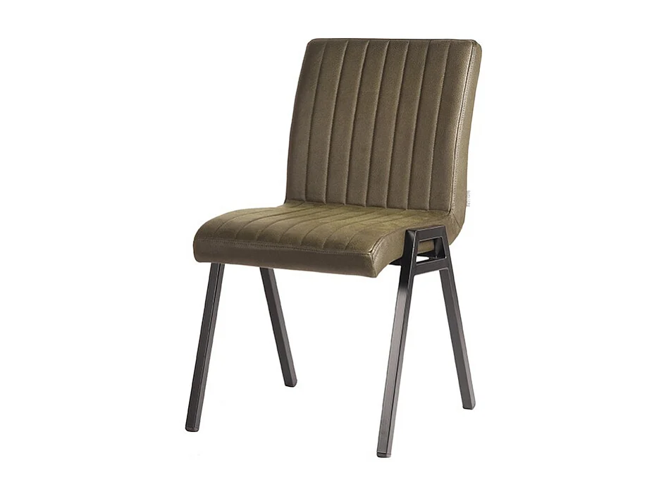 Chaise de salle à manger Matz - Vert armée - Microfibre - Lot de 2