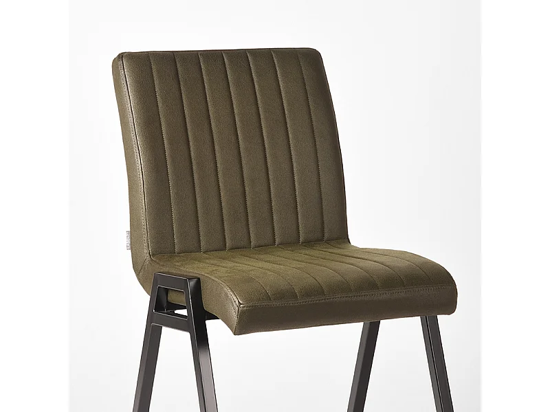 Chaise de salle à manger Matz - Vert armée - Microfibre - Lot de 2