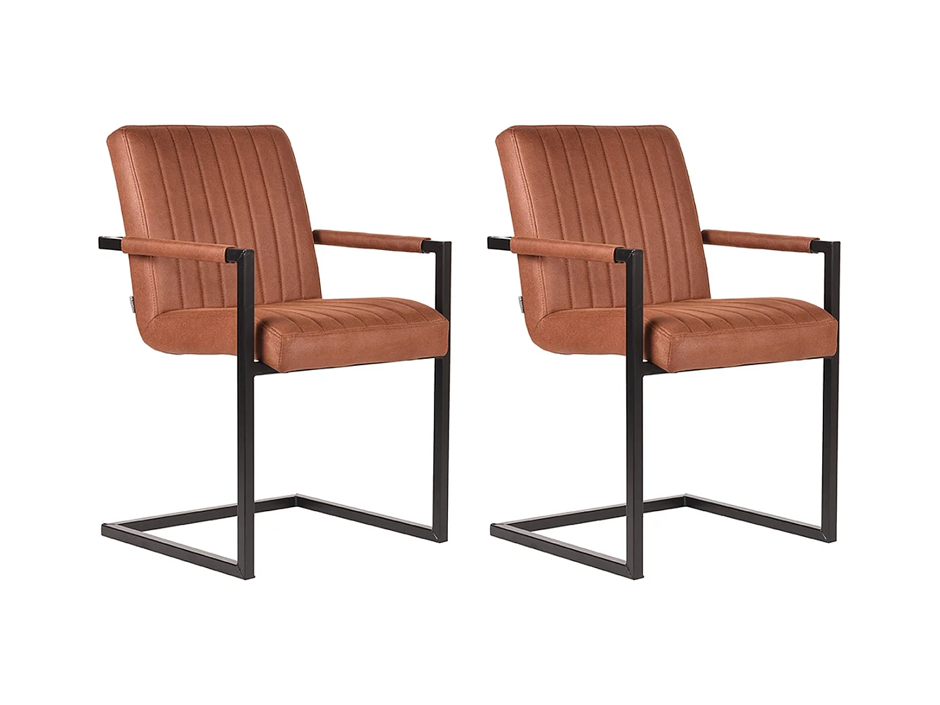 Chaise de salle à manger Milo - Cognac - Microfibre - lot de 2