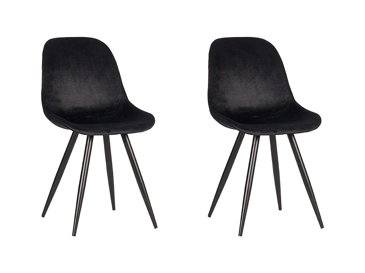 Chaise de salle à manger Capri - Noir - Velours - Lot de 2