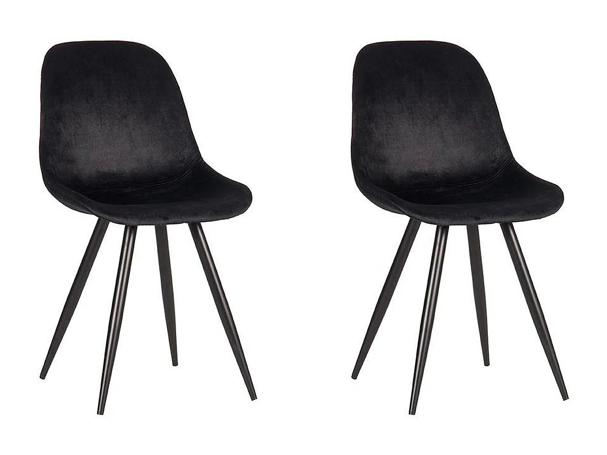 Eetkamerstoel Capri - Zwart - Fluweel - set van 2