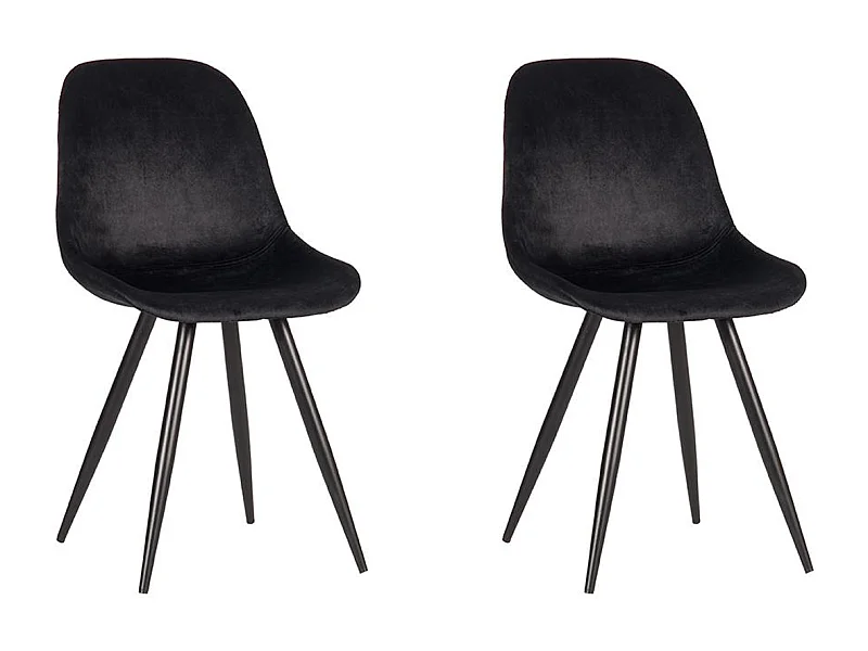 Silla de comedor Capri - Negra - Terciopelo - Juego de 2