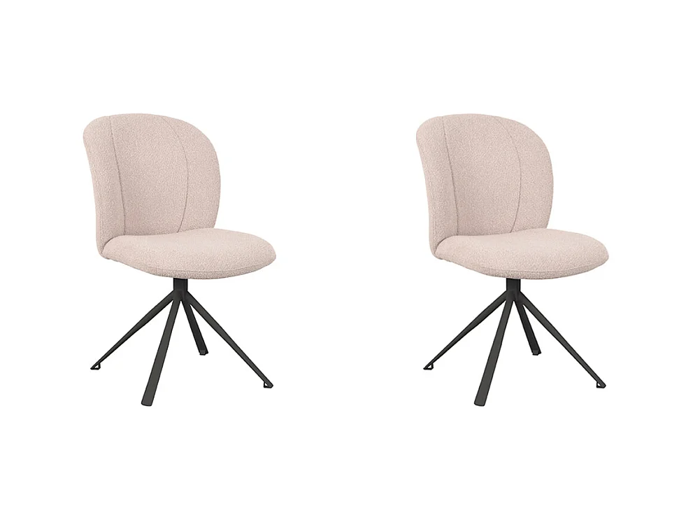 Chaise de salle à manger Kimo - Naturel - Boucle - Base noire - lot de 2