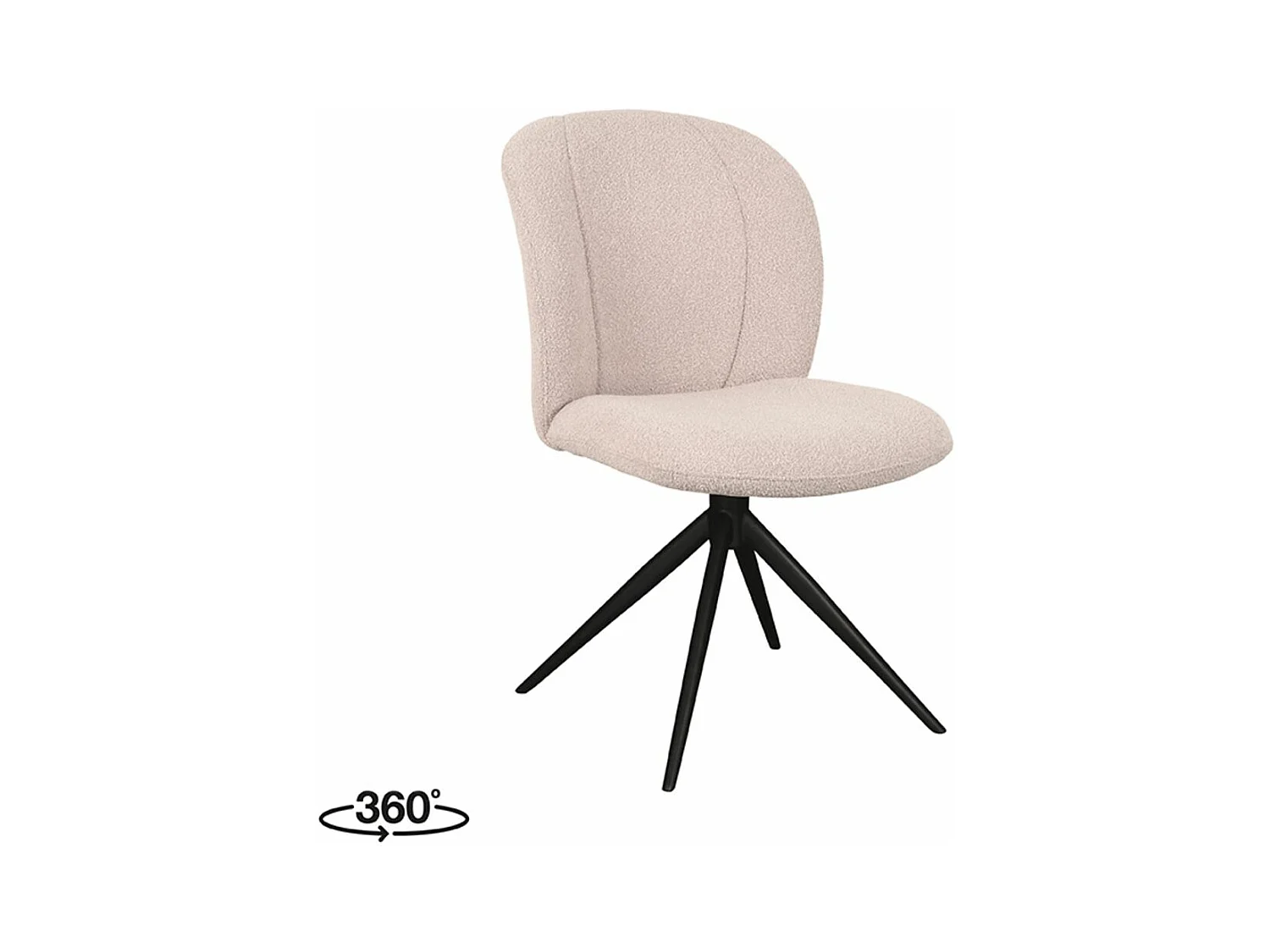 Chaise de salle à manger Kimo - Naturel - Boucle - Base noire - lot de 2