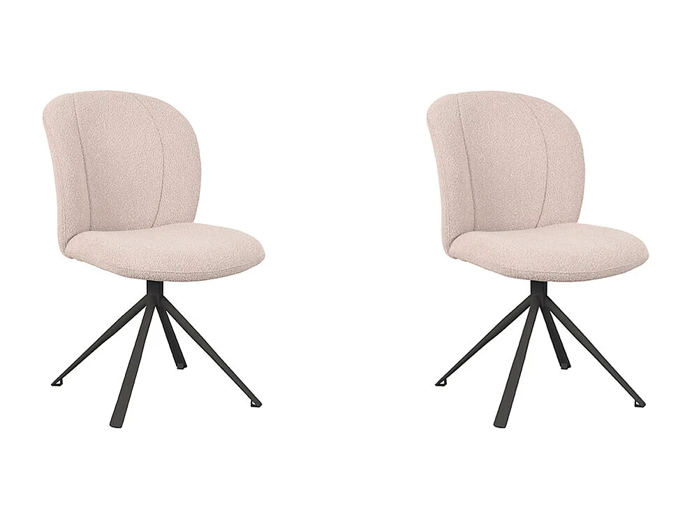 Silla de comedor Kimo - Natural - Boucle - Base negra - Juego de 2