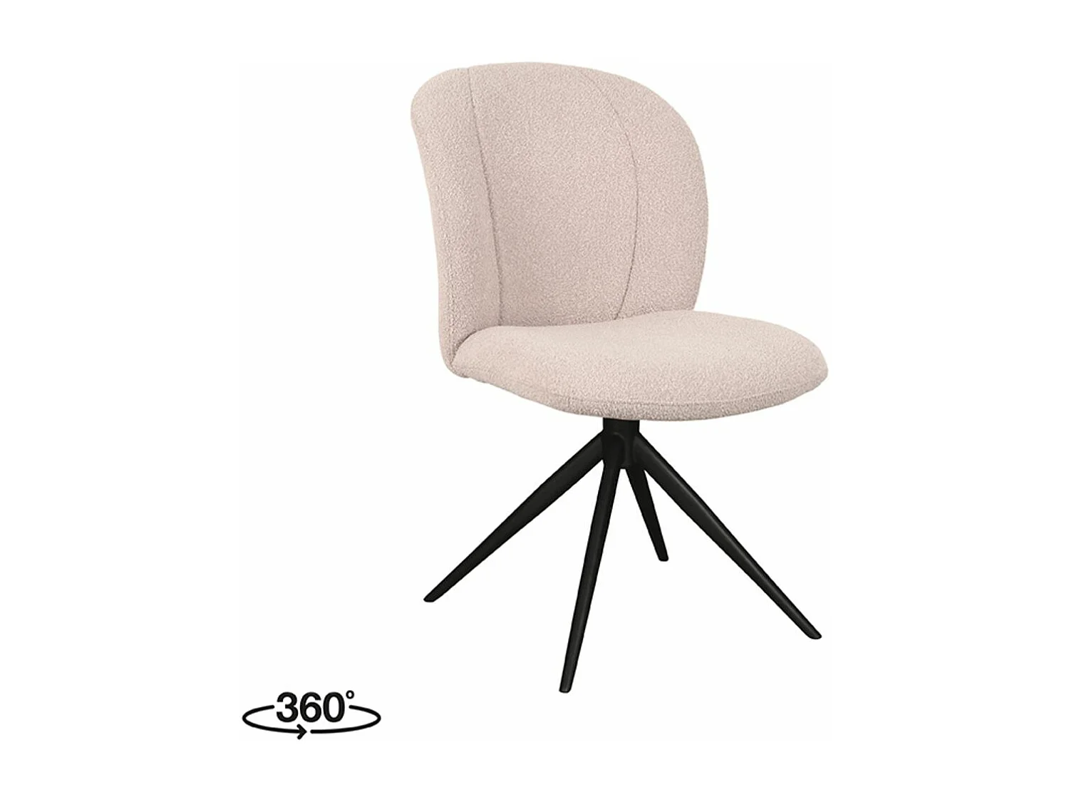 Silla de comedor Kimo - Natural - Boucle - Base negra - Juego de 2