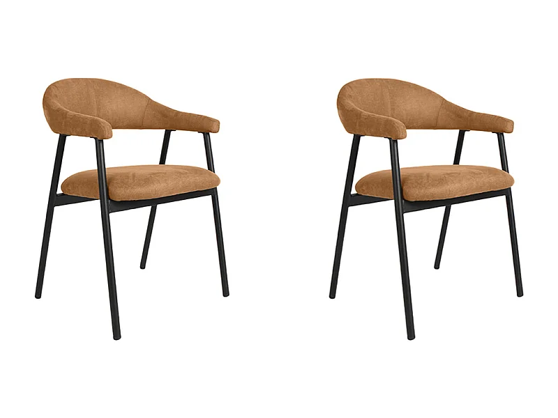 Chaise de salle à manger Amaze - Cognac - Micro Suede - lot de 2