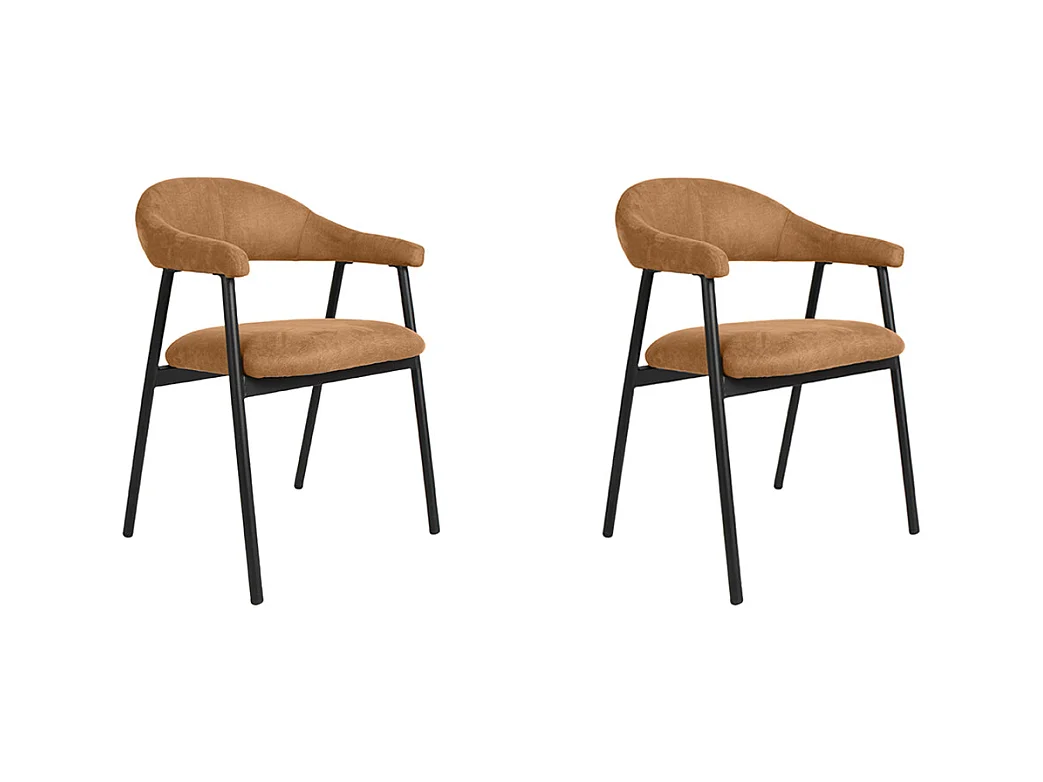 Chaise de salle à manger Amaze - Cognac - Micro Suede - lot de 2