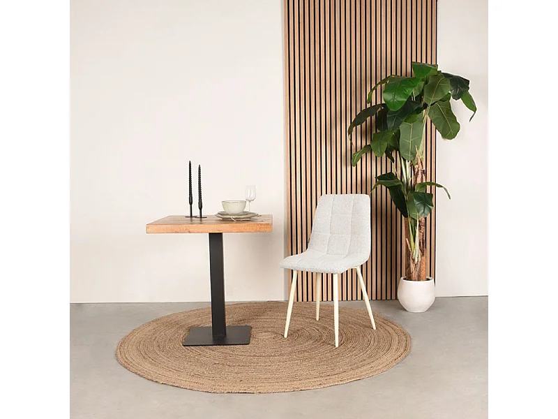 Chaise de salle à manger Nino 54x45x89 cm - Naturel - Tissu - Lot de 2