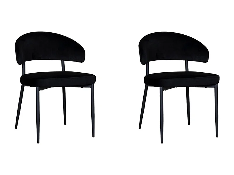 Silla de comedor Bliss - Negro - Terciopelo - juego de 2