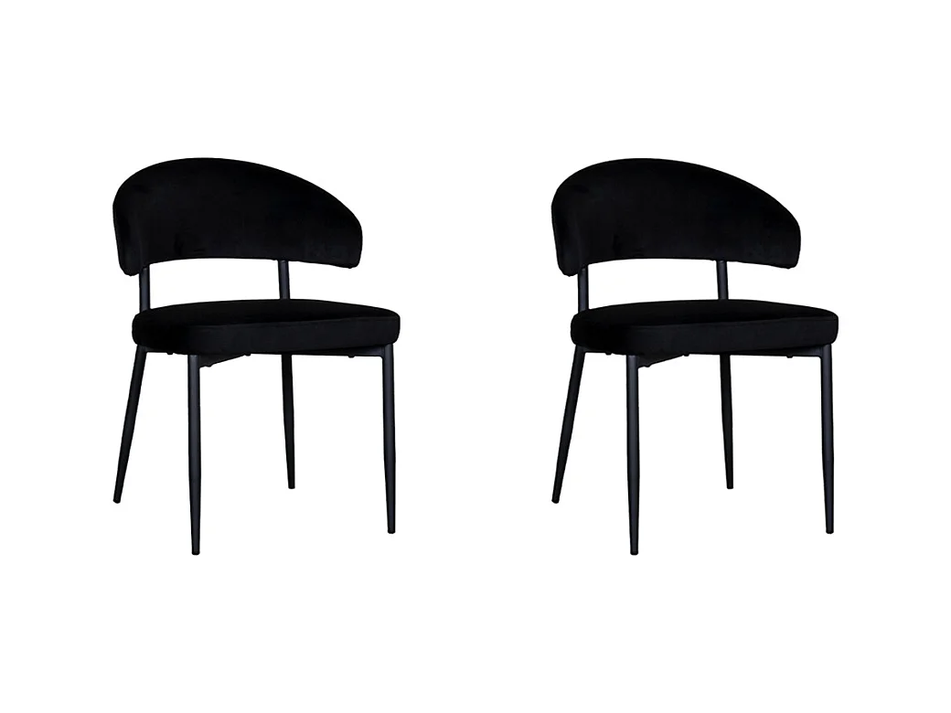 Chaise de salle à manger Bliss - Noir - Velours - lot de 2