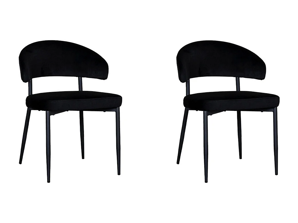 Chaise de salle à manger Bliss - Noir - Velours - lot de 2