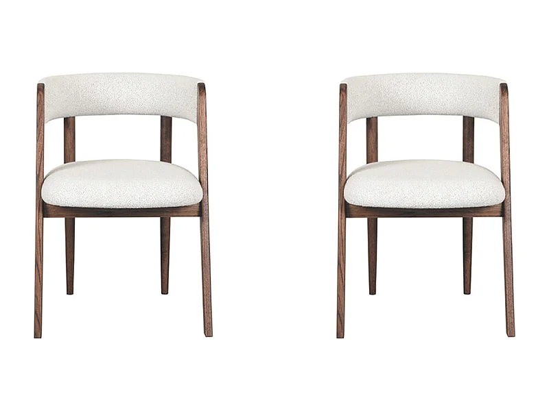 Silla de comedor Sasha - Blanco - Boucle - 82x54x75 cm - juego de 2