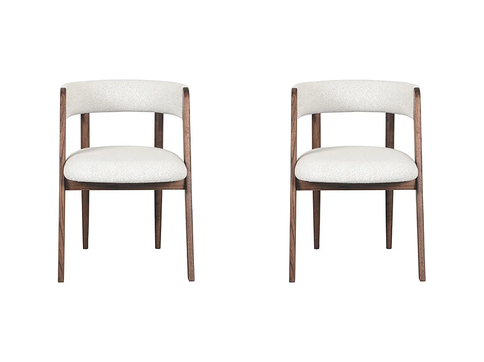 Esszimmerstuhl Sasha - Weiß - Bouclé - 82x54x75 cm - 2er-Set