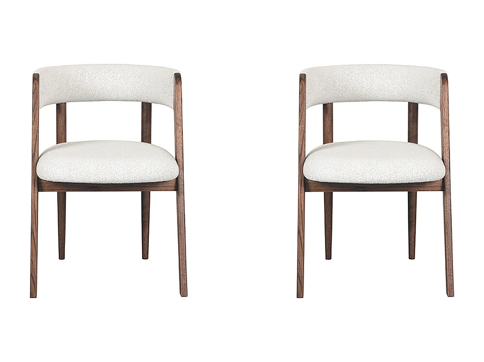 Chaise de salle à manger Sasha - Blanc - Boucle - 82x54x75 cm - lot de 2