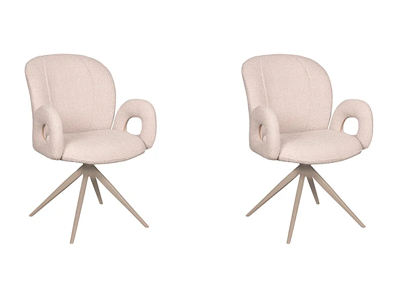 Eetkamerstoel Neo - Naturel - Boucle - Taupe onderstel - set van 2