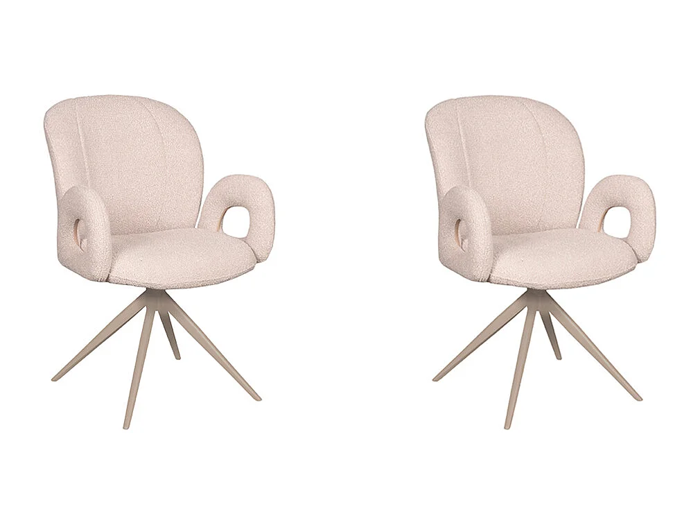 Eetkamerstoel Neo - Naturel - Boucle - Taupe onderstel - set van 2