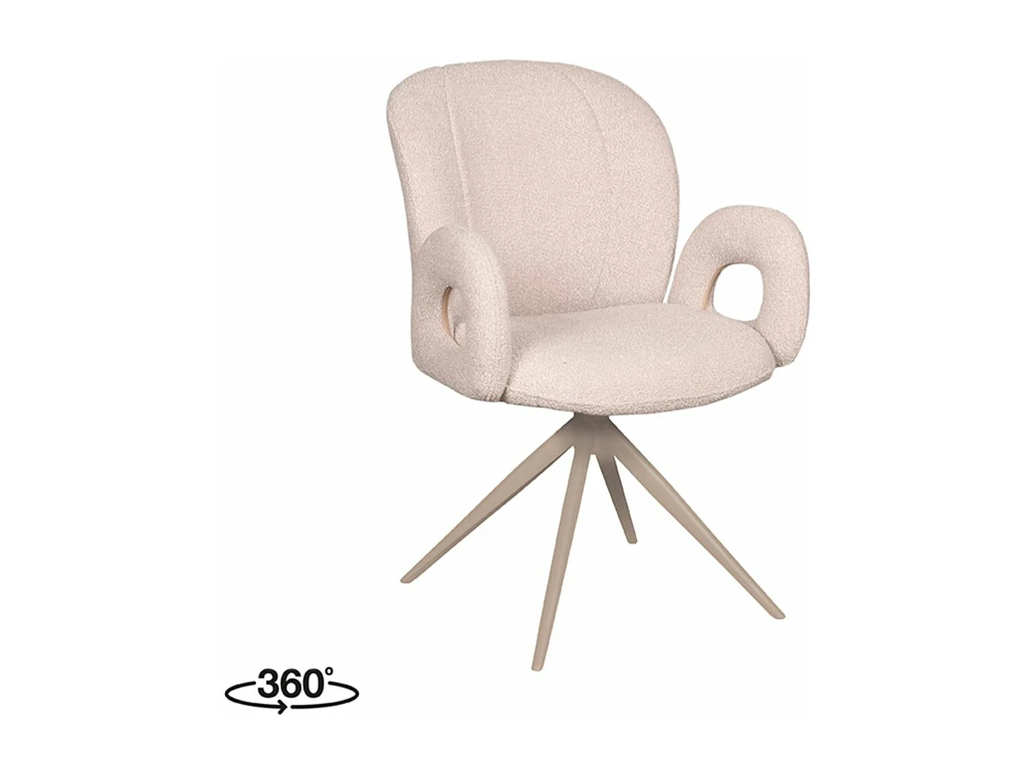 Eetkamerstoel Neo - Naturel - Boucle - Taupe onderstel - set van 2