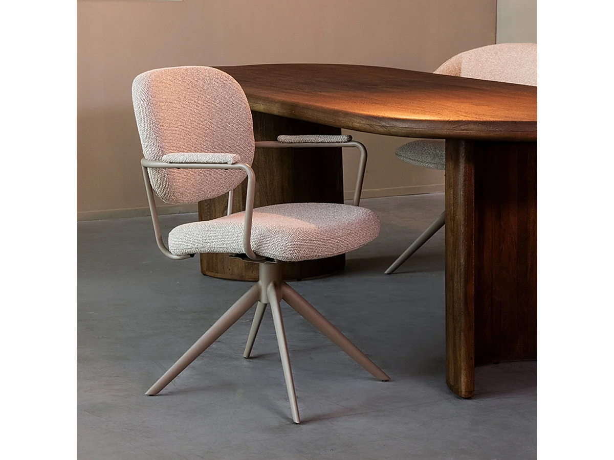 Silla de comedor Basel - Natural - Boucle - juego de 2