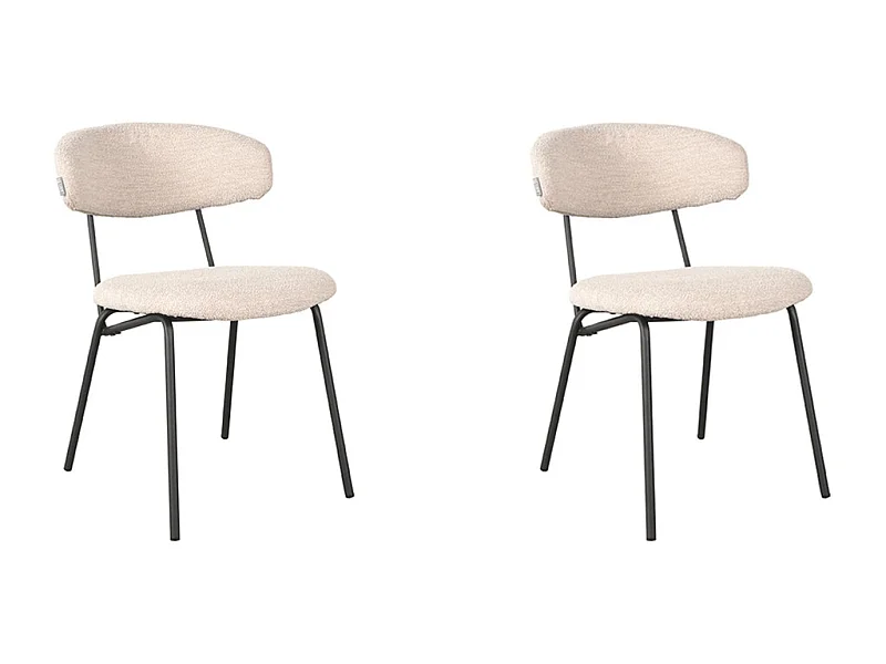 Silla de comedor Zack - Natural - Tela - juego de 2