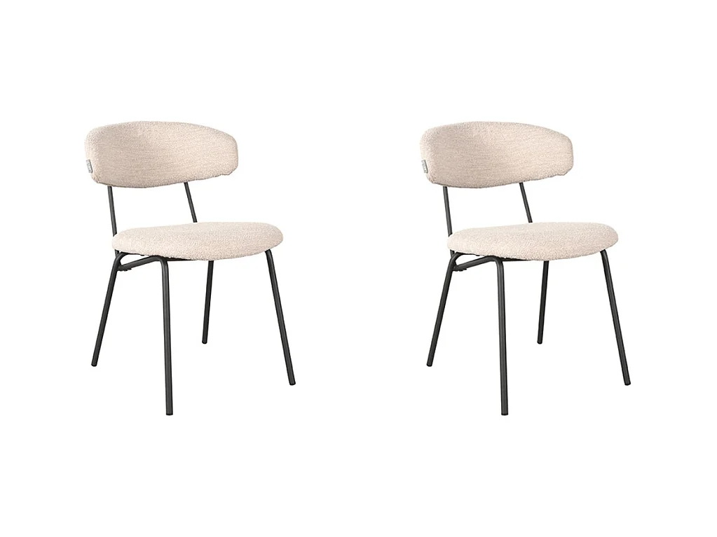 Chaise de salle à manger Zack - Naturel - Tissu - lot de 2