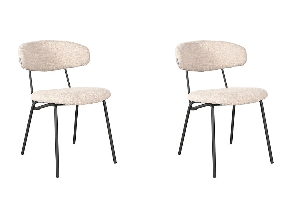 Eetkamerstoel Zack - Naturel - Stof - set van 2