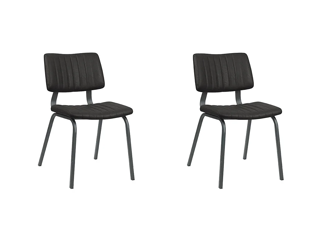 Chaise de salle à manger Gusto - Noir - Cuir PU - Lot de 2