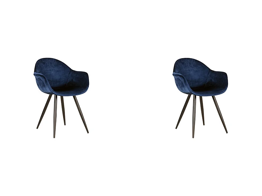 Chaise de salle à manger Forli - Bleu - Velours - lot de 2