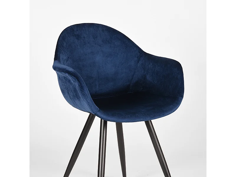 Chaise de salle à manger Forli - Bleu - Velours - lot de 2