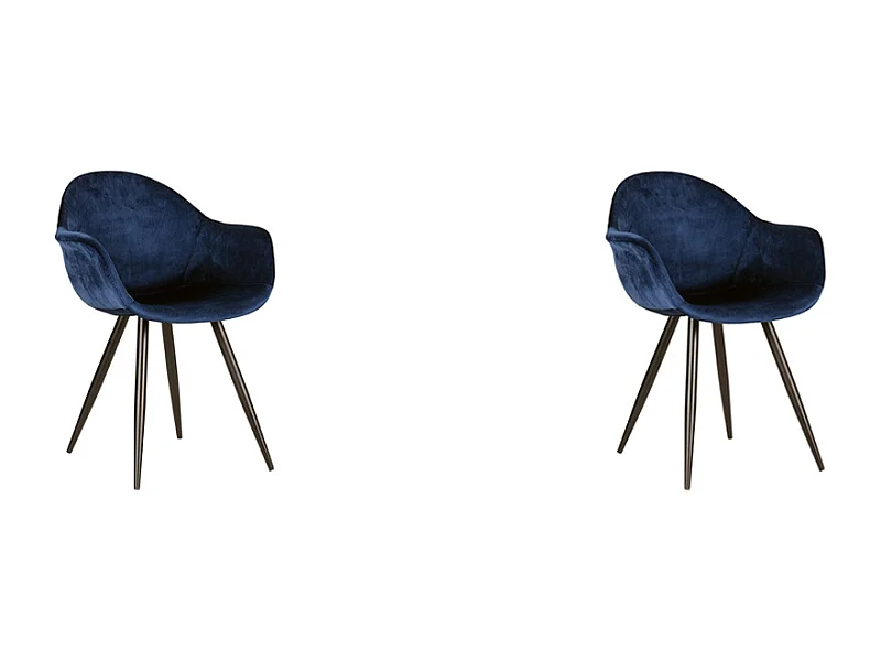 Eetkamerstoel Forli - Blauw - Fluweel - set van 2