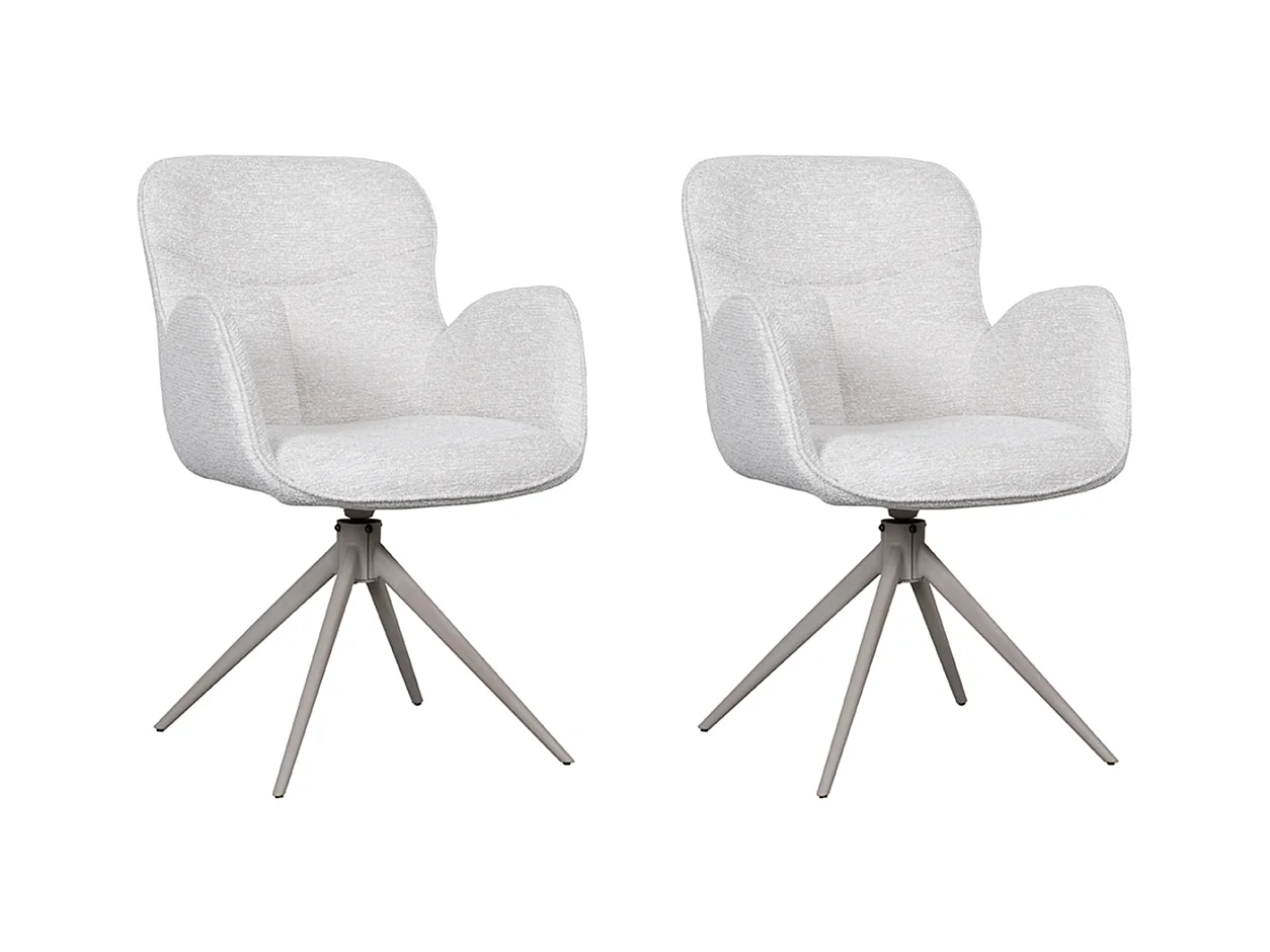 Chaise de salle à manger Lasse - Naturel - Tissu - lot de 2