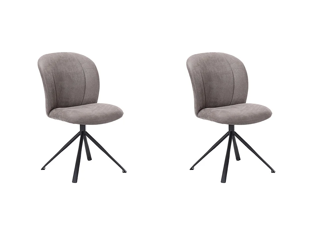 Chaise de salle à manger Kimo - Taupe - Micro Suede - Base noire - lot de 2