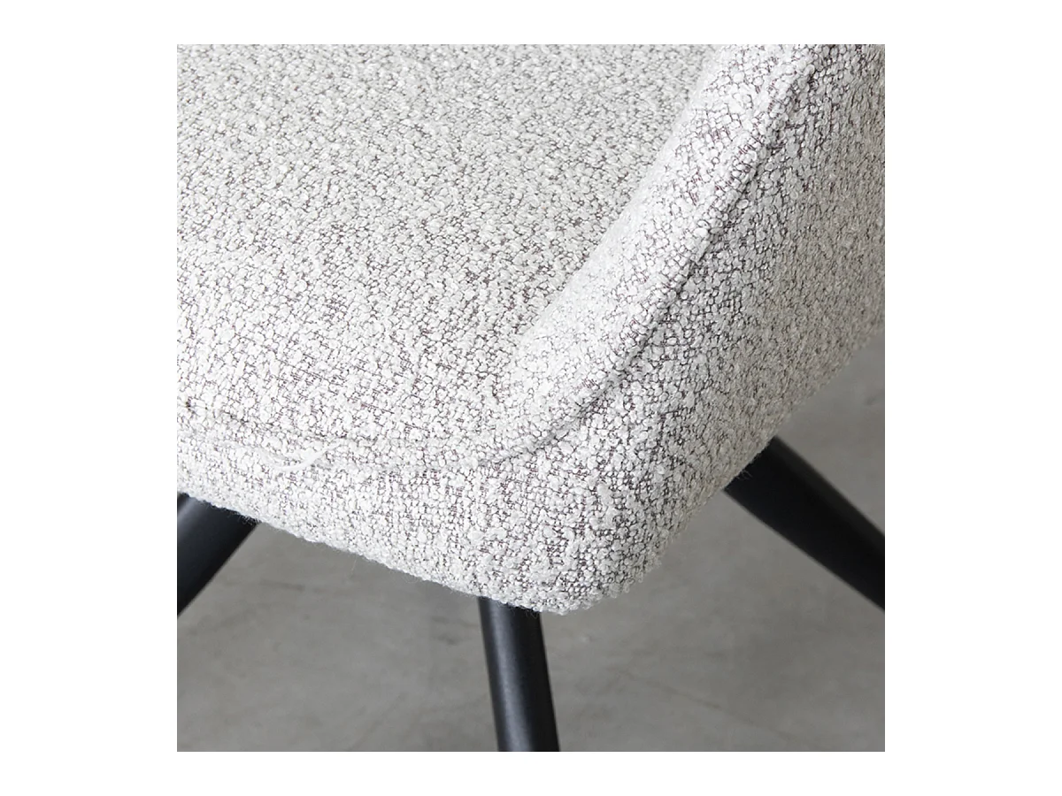 Esszimmerstuhl Finley - Weiß - Bouclé - 2er-Set