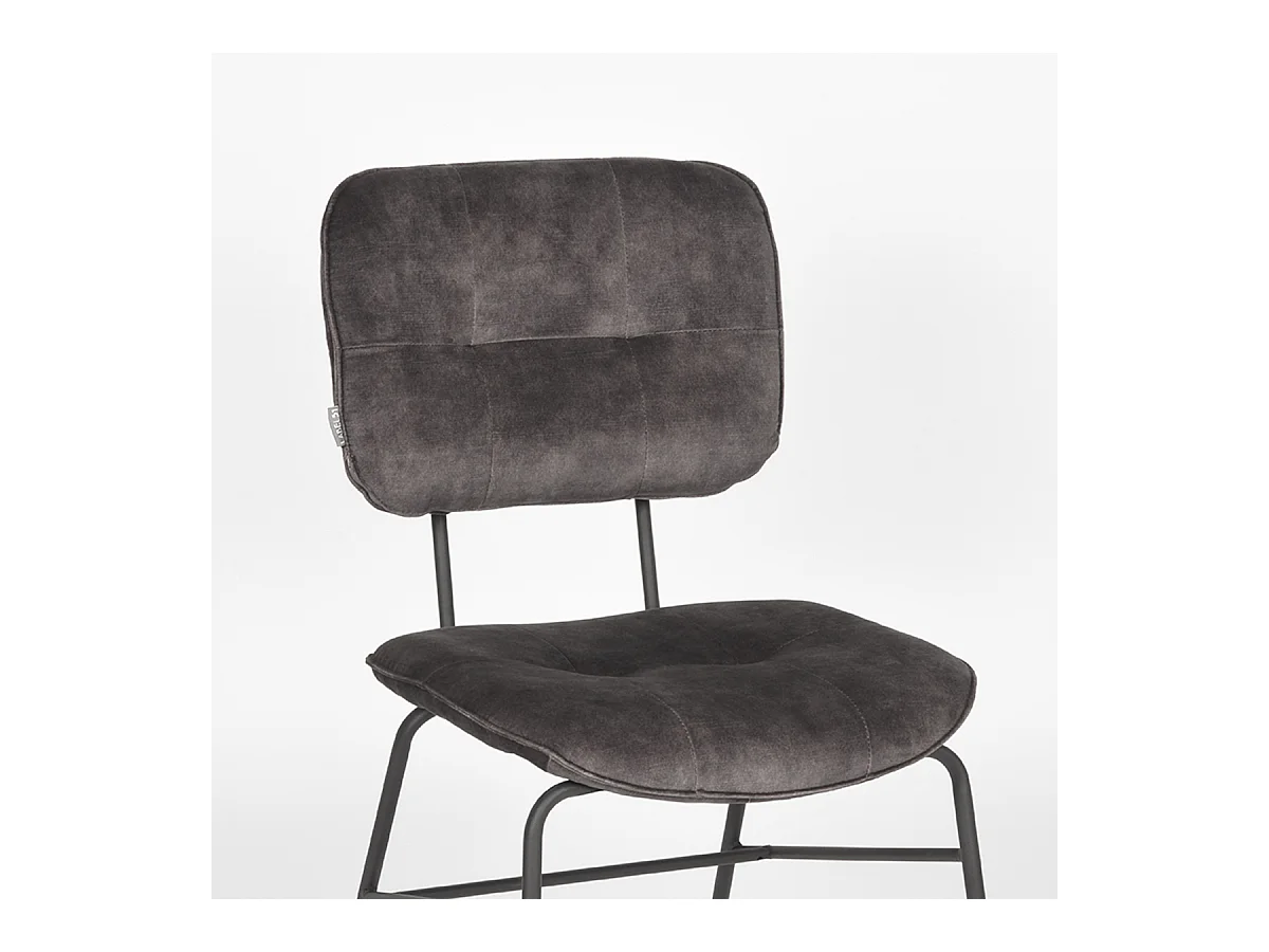 Chaise de salle à manger Dez - Anthracite - Velours - lot de 2