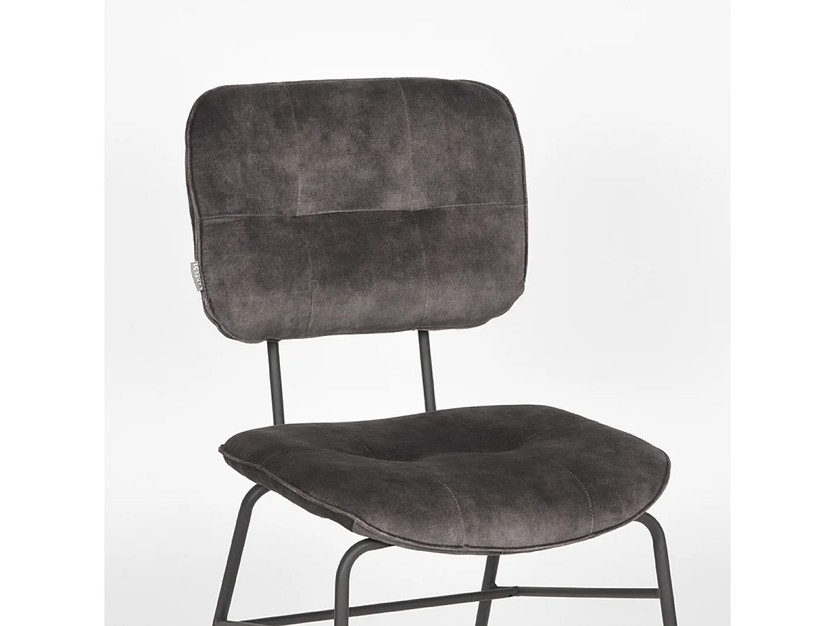 Chaise de salle à manger Dez - Anthracite - Velours - lot de 2