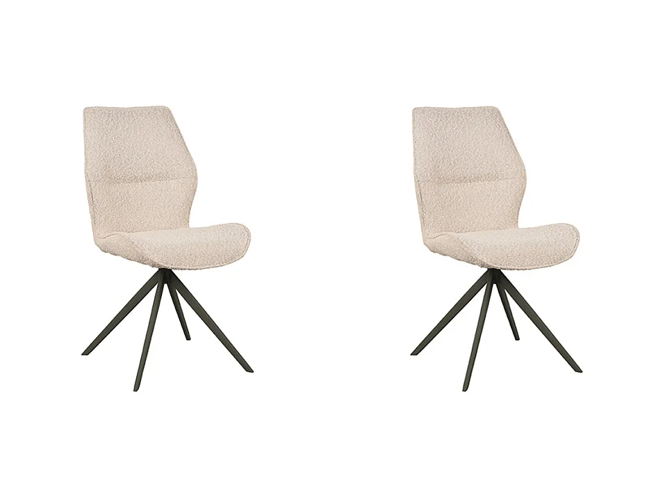 Chaise de salle à manger Comfy - Naturel - Boucle - Base noire - lot de 2