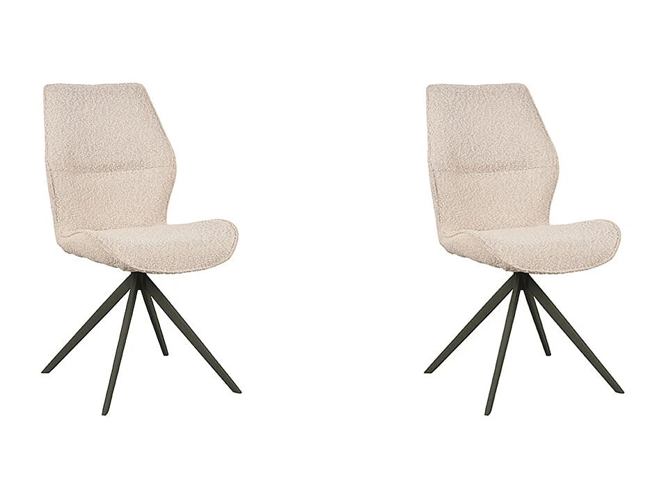 Eetkamerstoel Comfy - Naturel - Boucle - Zwart Onderstel - set van 2