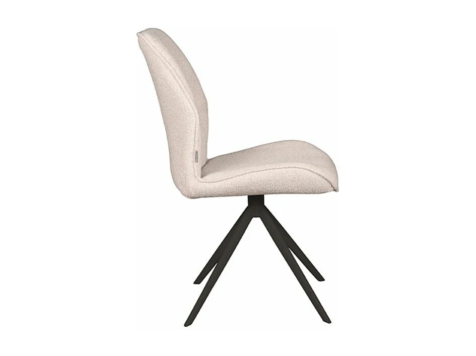 Eetkamerstoel Comfy - Naturel - Boucle - Zwart Onderstel - set van 2