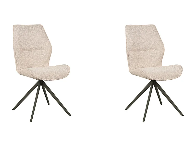 Eetkamerstoel Comfy - Naturel - Boucle - Zwart Onderstel - set van 2