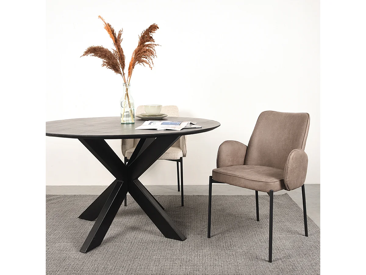 Chaise de salle à manger Joni - Taupe - Micro Suede - lot de 2